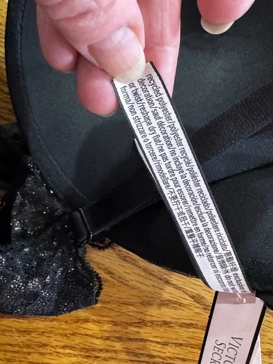 Victoria's Secret Black Lace Racerback Push-Up Bra with Subtle Shimmer - Picture 8 of 11